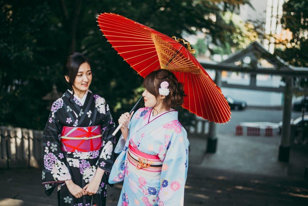 two japanese girls wearing kimonos traditional clothes lifestyle moments